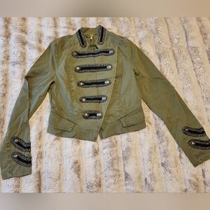 Free People Military Green Embellished Blazer